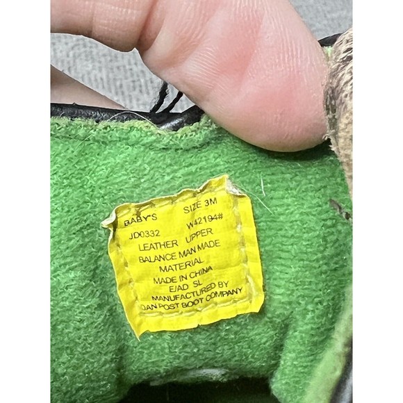 John Deere Infant Johnny Popper Boots Size 3M 6-9 months Stitching Brown Pink - Picture 9 of 11